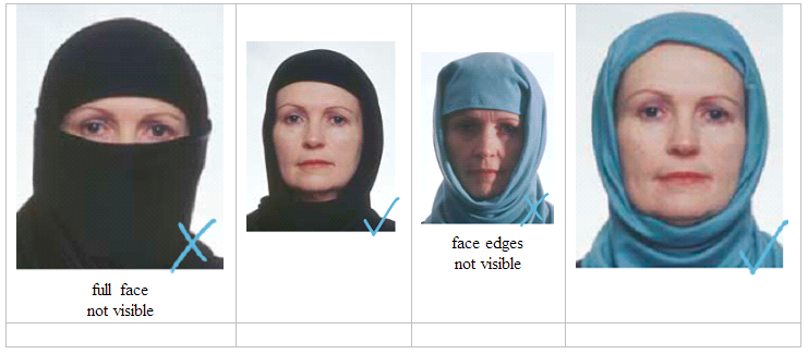 Religious attire on a passport photo
