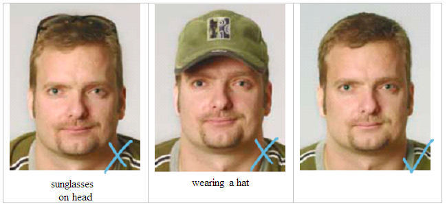Hats on a passport photo