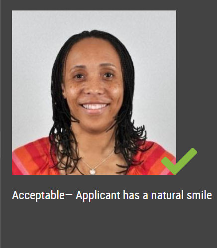 can you smile in a passport photo